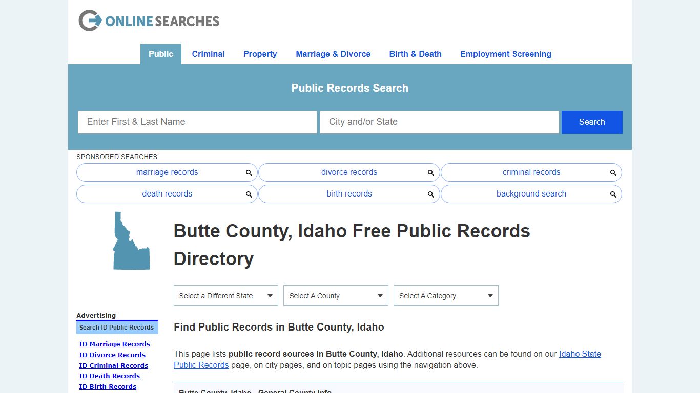 Butte County, Idaho Public Records Directory