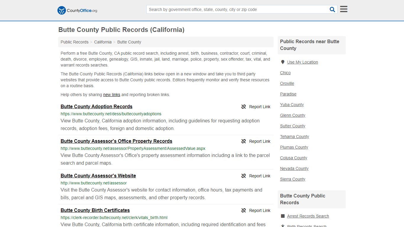 Public Records - Butte County, CA (Business, Criminal, GIS ...